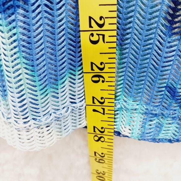 Cardigan Open Size XL Navy Aqua Royal Grandma Chic Coastal Resort Bloomcore - Picture 3 of 10